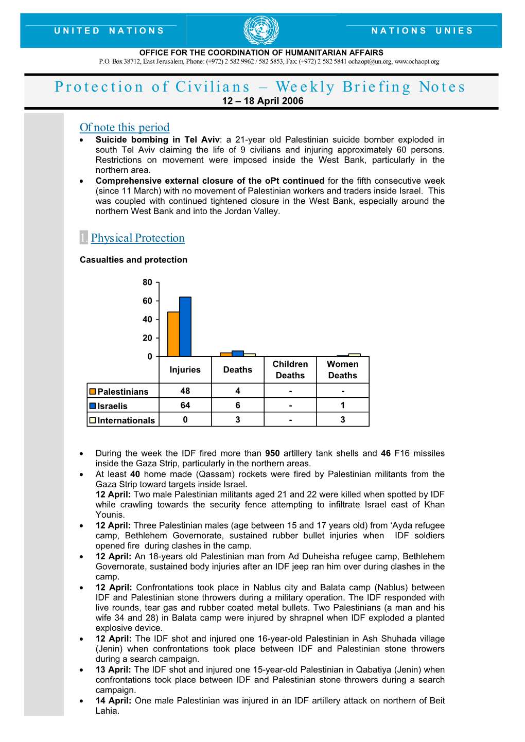 Weekly Briefing Notes 12 – 18 April 2006 | 1 U N I T E D N a T I O N S N a T I O N S U N I E S