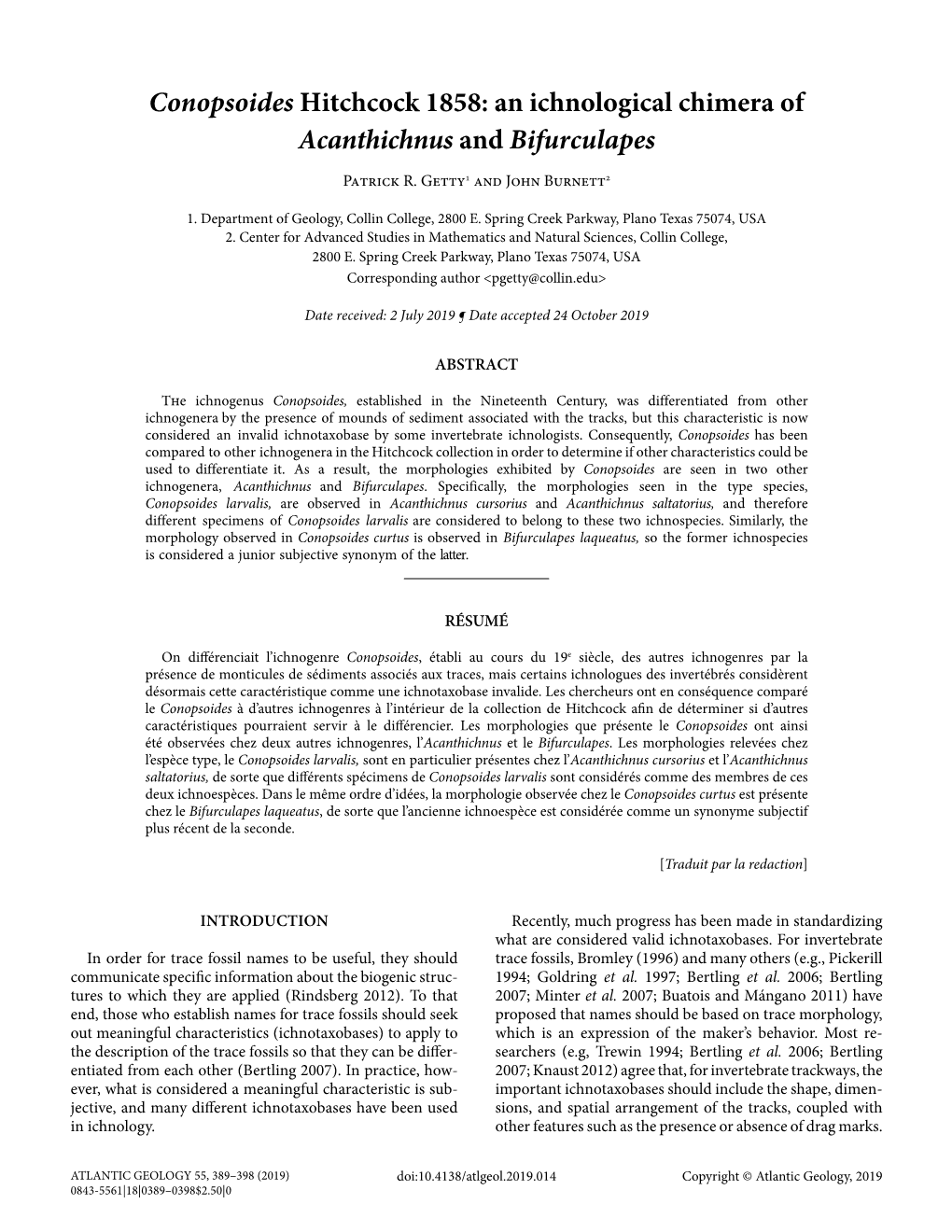 Conopsoides Hitchcock 1858: an Ichnological Chimera of Acanthichnus and Bifurculapes