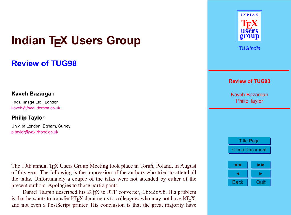 Indian TEX Users Group