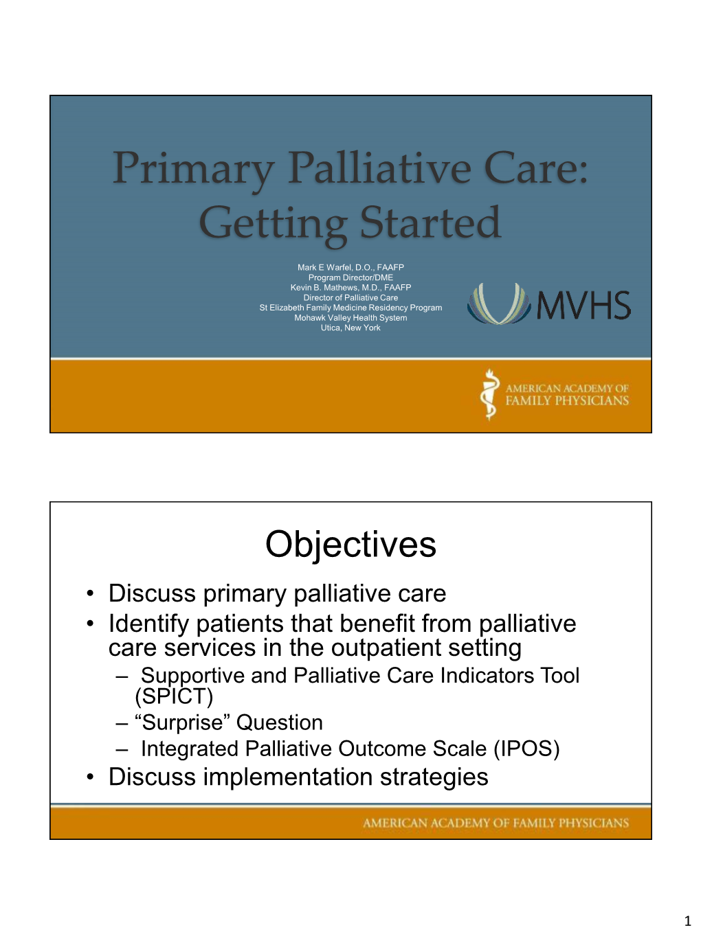 Primary Palliative Care: Getting Started