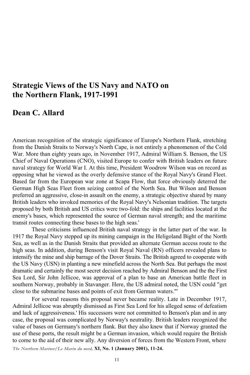 Strategic Views of the US Navy and NATO on the Northern Flank, 1917-1991