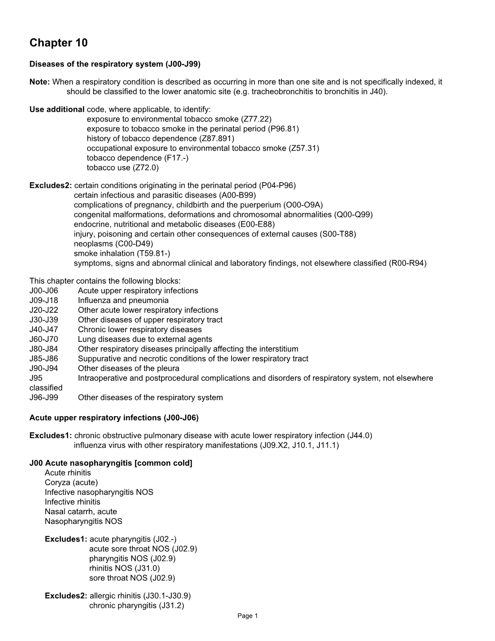 Chapter 10- Diseases of the Respiratory System