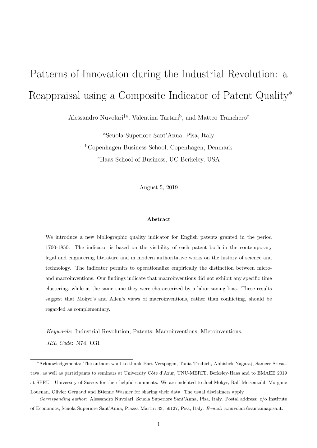 A Reappraisal Using a Composite Indicator of Patent Quality∗