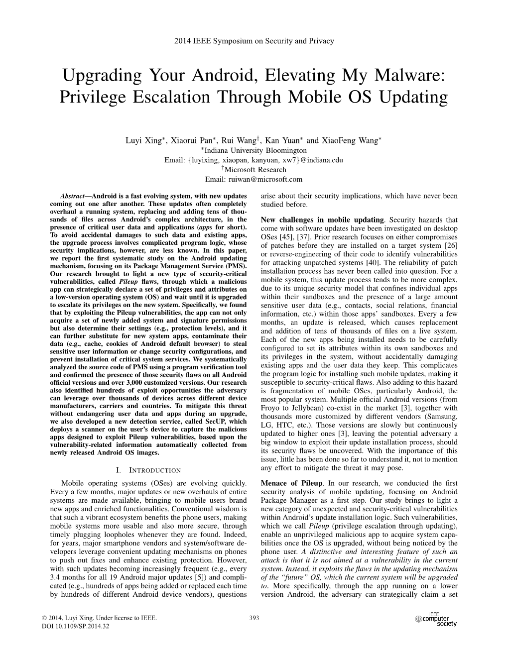 Upgrading Your Android, Elevating My Malware: Privilege Escalation Through Mobile OS Updating