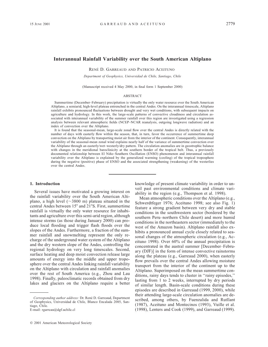 Interannual Rainfall Variability Over the South American Altiplano