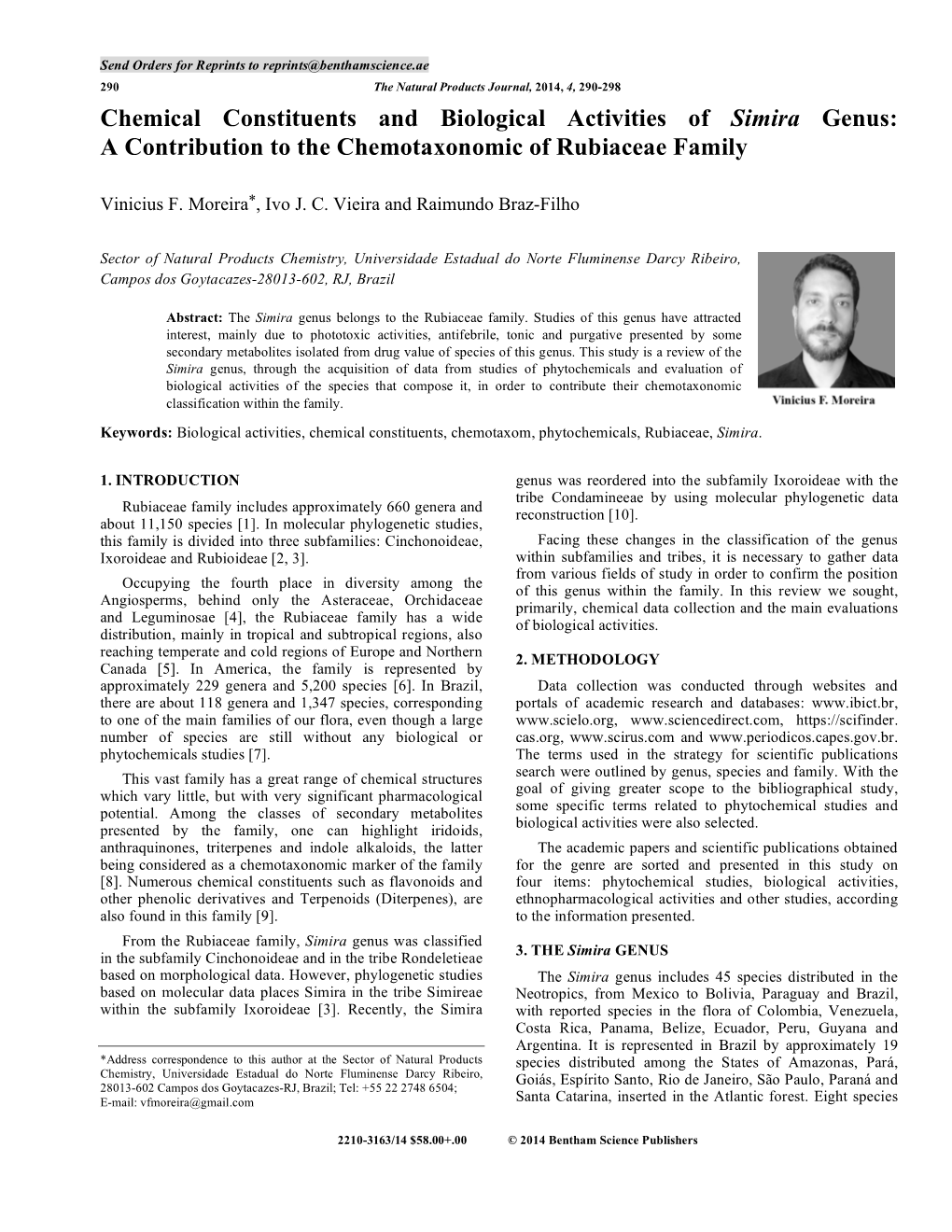 Chemical Constituents and Biological Activities of Simira Genus: a Contribution to the Chemotaxonomic of Rubiaceae Family