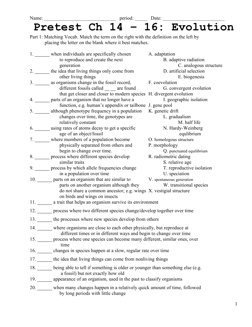 Biology Pre-Learning Check s1