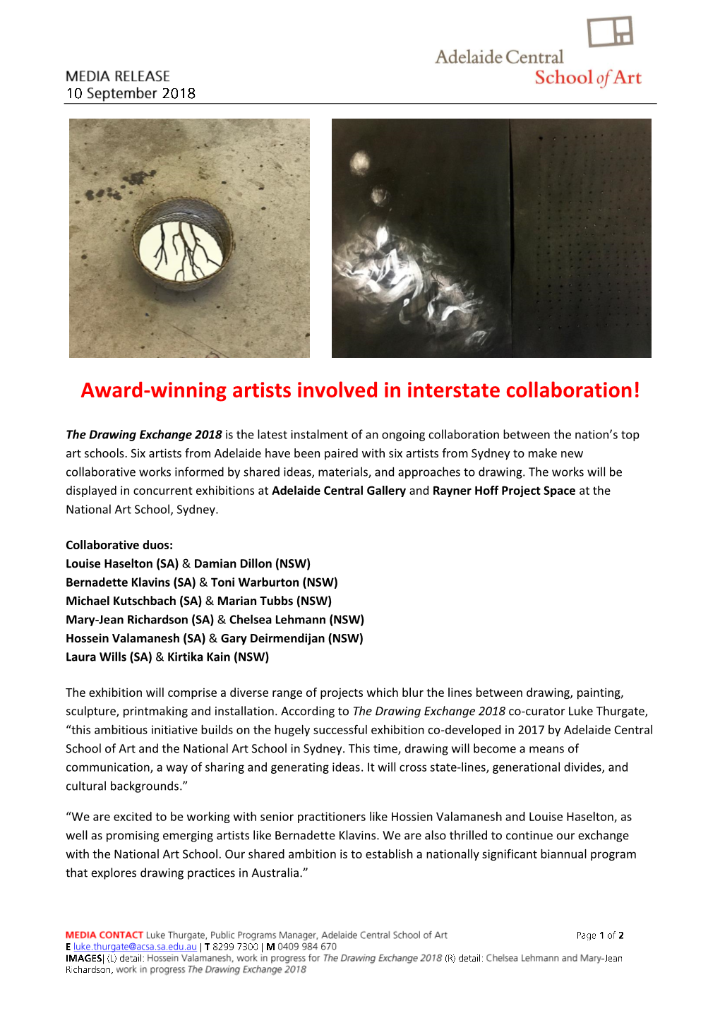 Award-Winning Artists Involved in Interstate Collaboration!