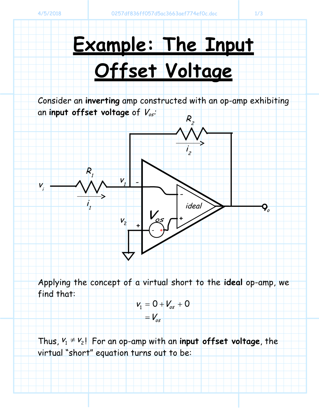 Example: the Input Offset Voltage