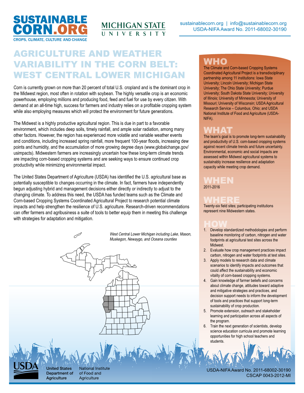 Agriculture and Weather Variability in the Corn Belt: WEST CENTRAL LOWER MICHIGAN