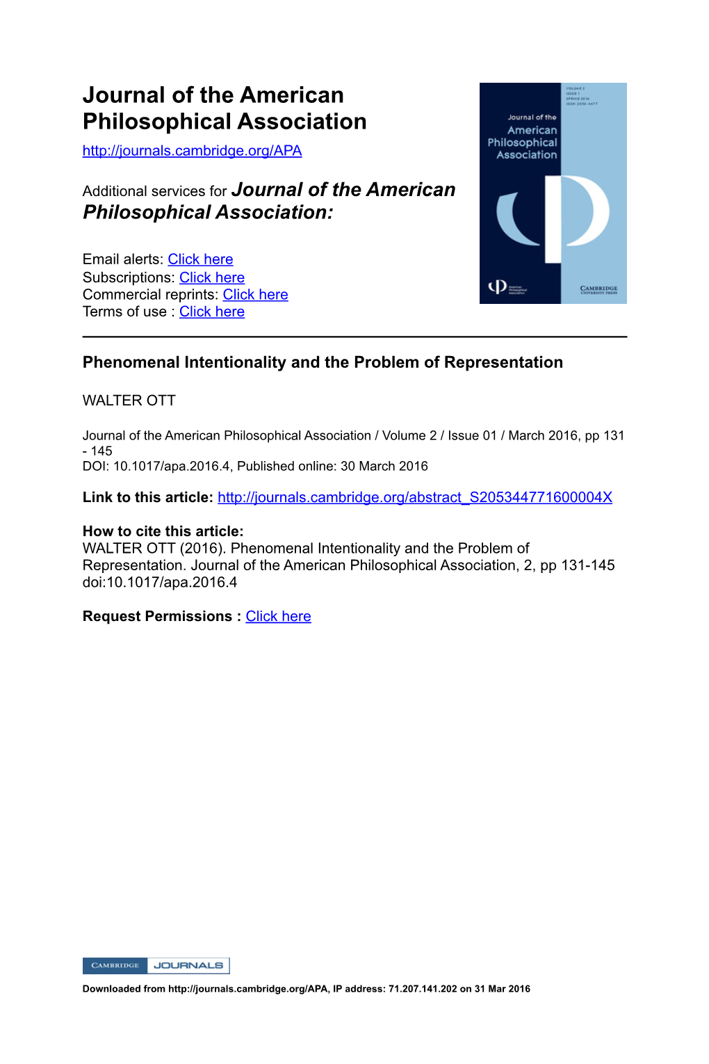 Journal of the American Philosophical Association