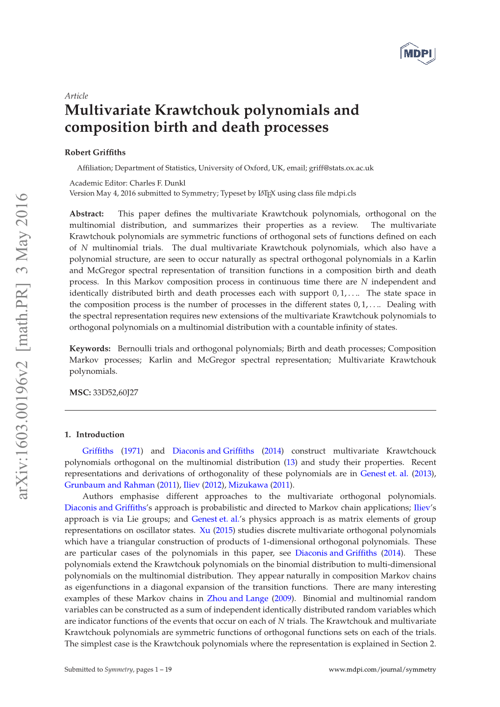 Multivariate Krawtchouk Polynomials and Composition Birth And