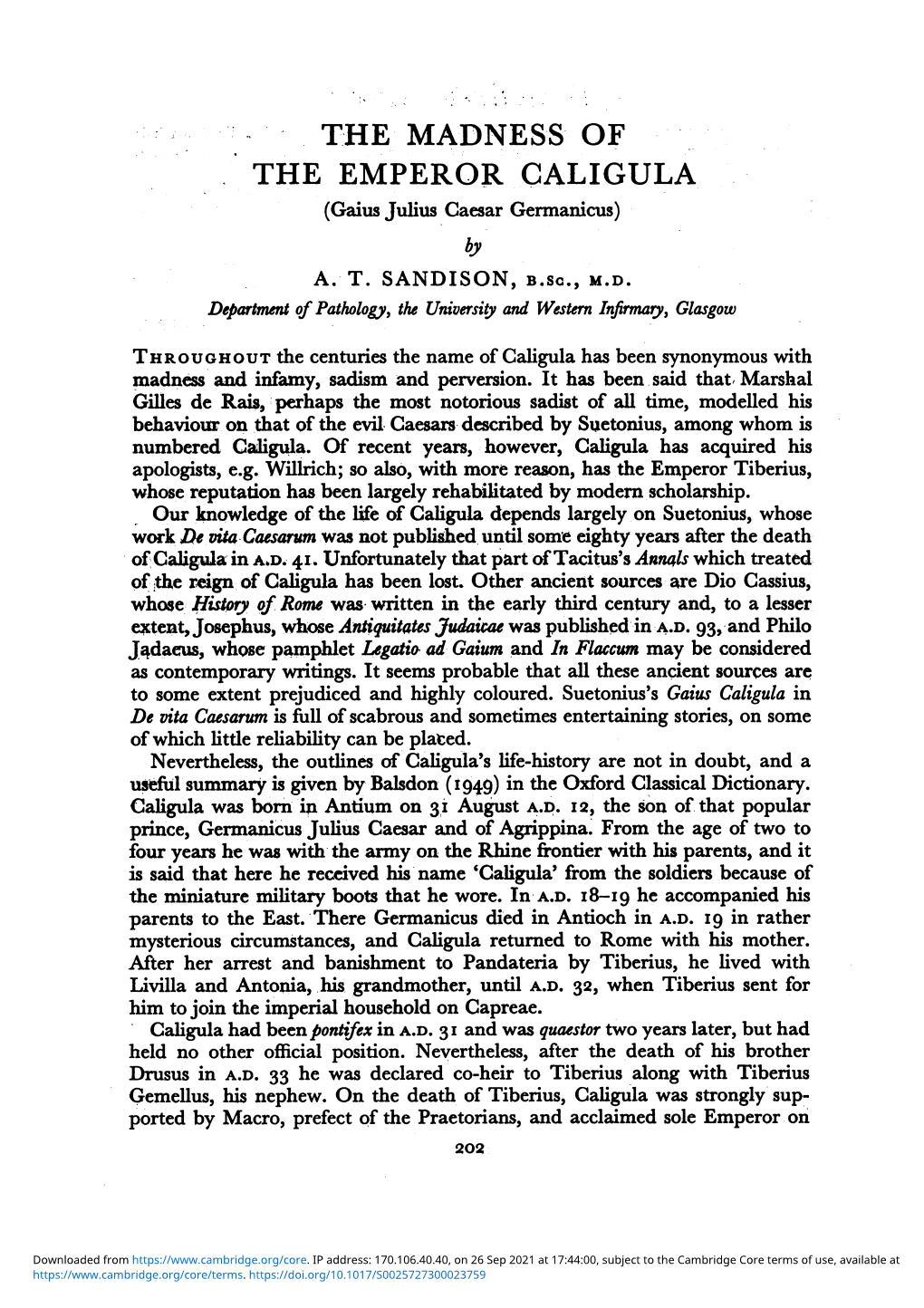 THE MADNESS of the EMPEROR CALIGULA (Gaius Julius Caesar Germanicus) by A