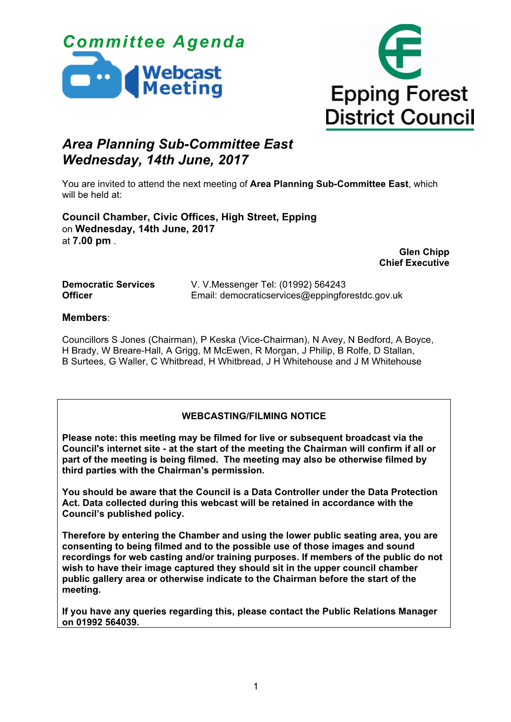 (Public Pack)Agenda Document for Area Planning Sub-Committee East, 14/06/2017 19:00