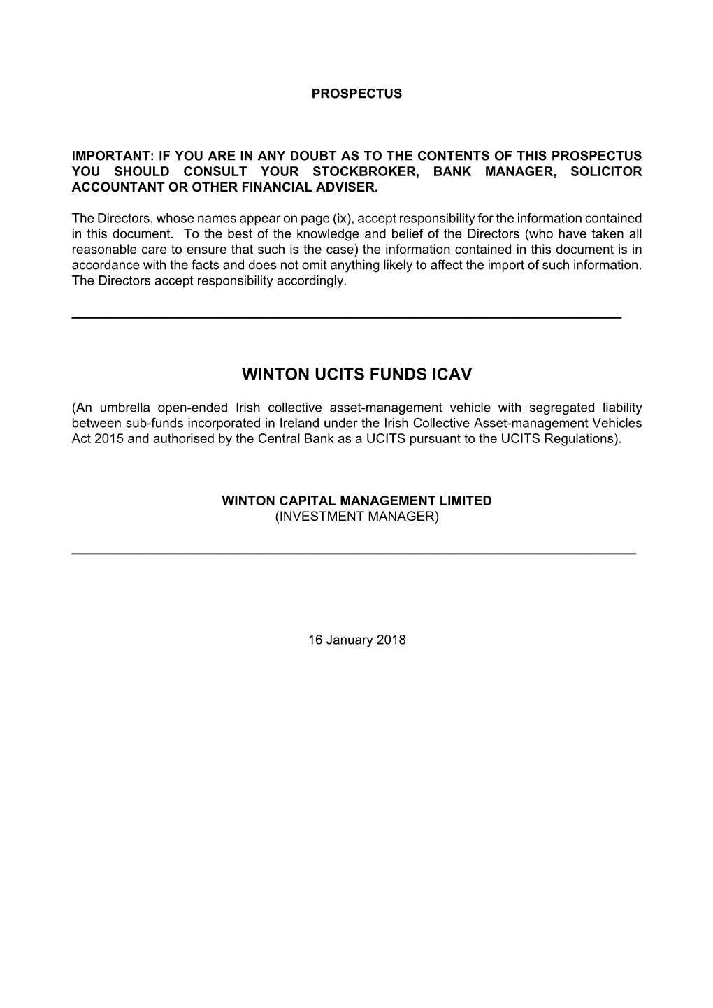 Winton Ucits Funds Icav