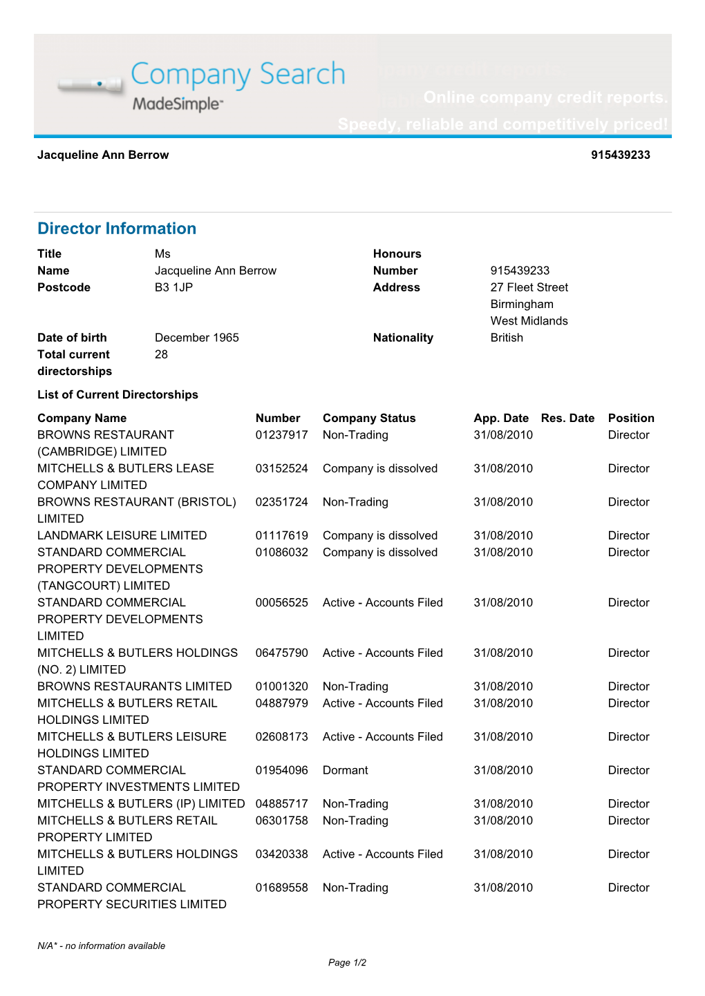 Online Company Credit Reports. Speedy, Reliable and Competitively Priced!