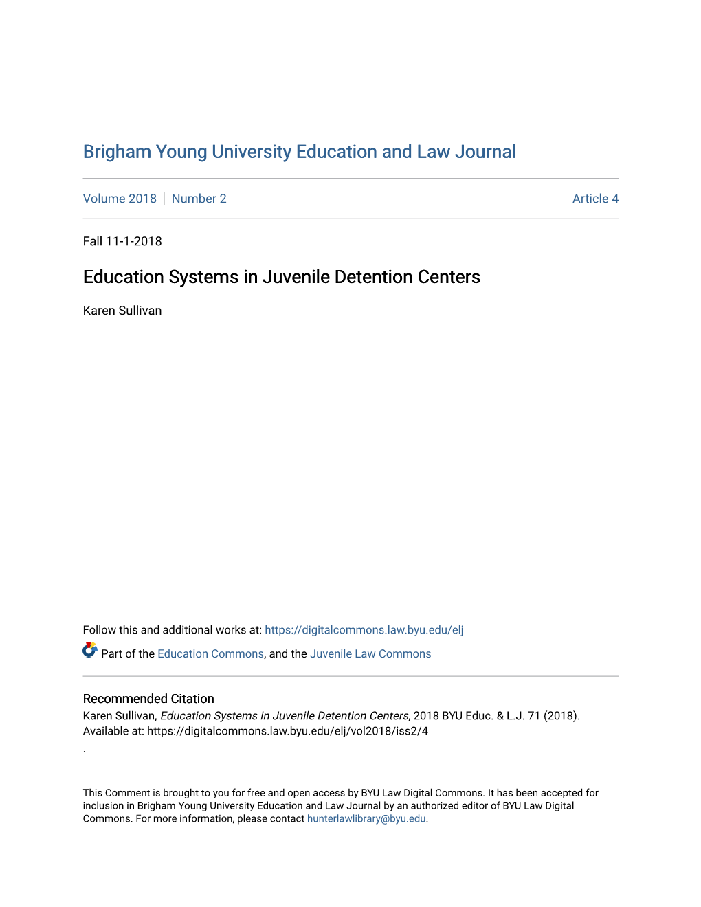 Education Systems in Juvenile Detention Centers