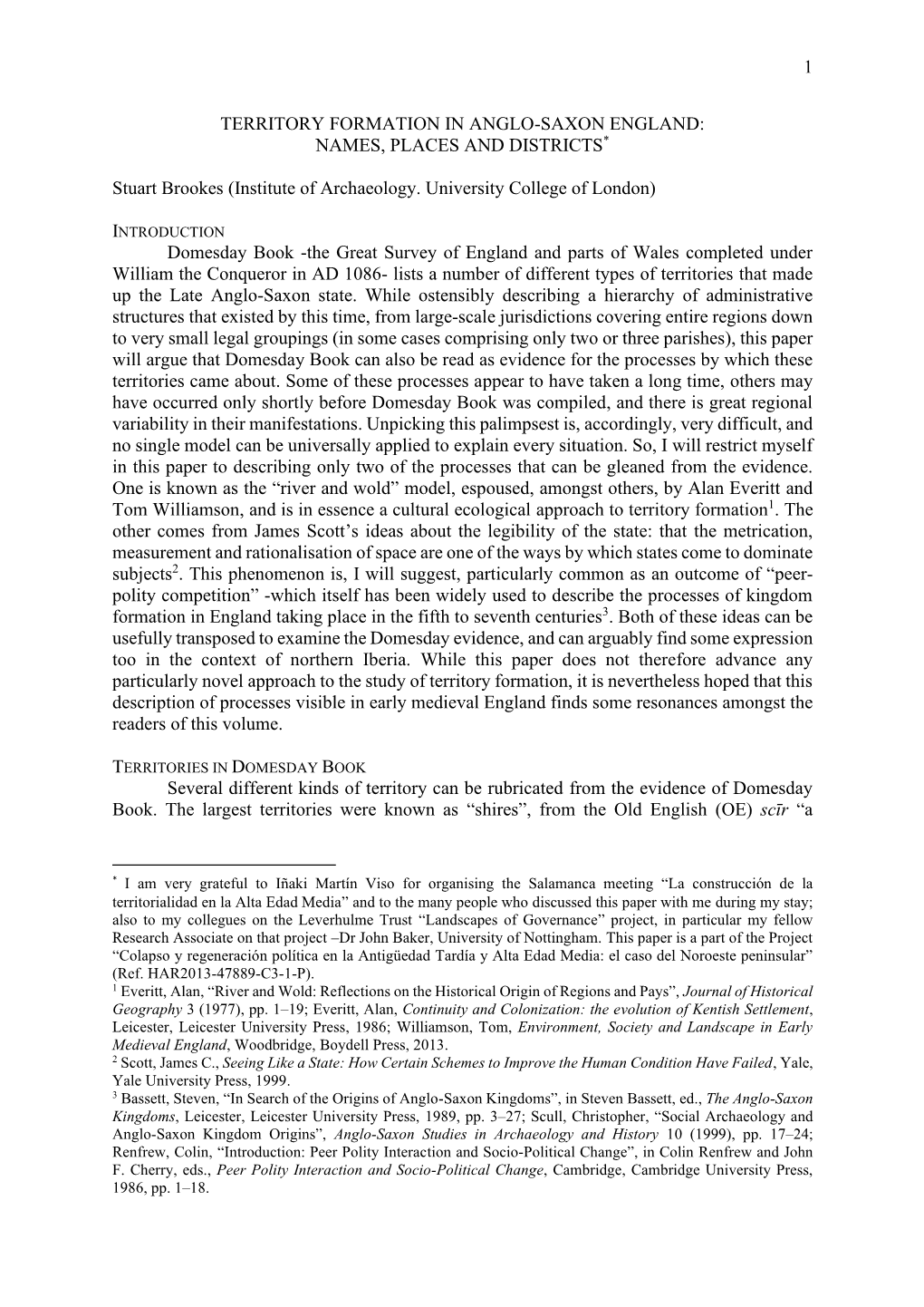 1 Territory Formation in Anglo-Saxon England