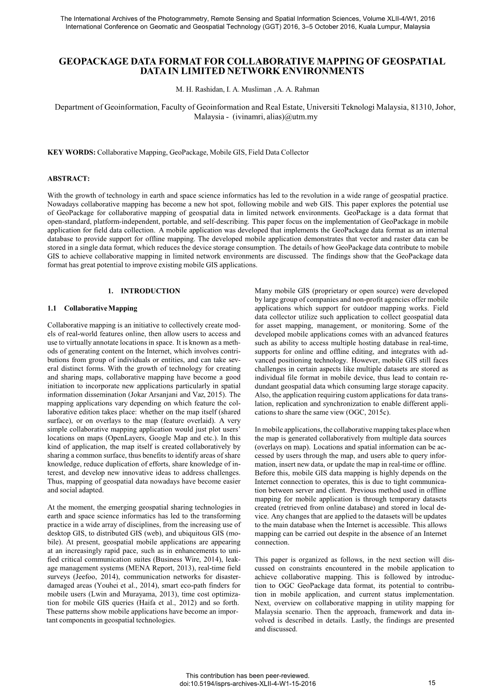 Geopackage Data Format for Collaborative Mapping of Geospatial Data in Limited Network Environments