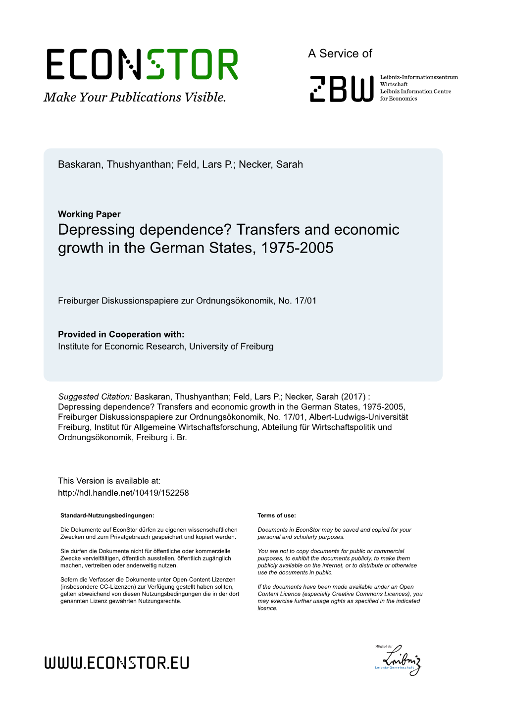 Transfers and Economic Growth in the German States, 1975-2005