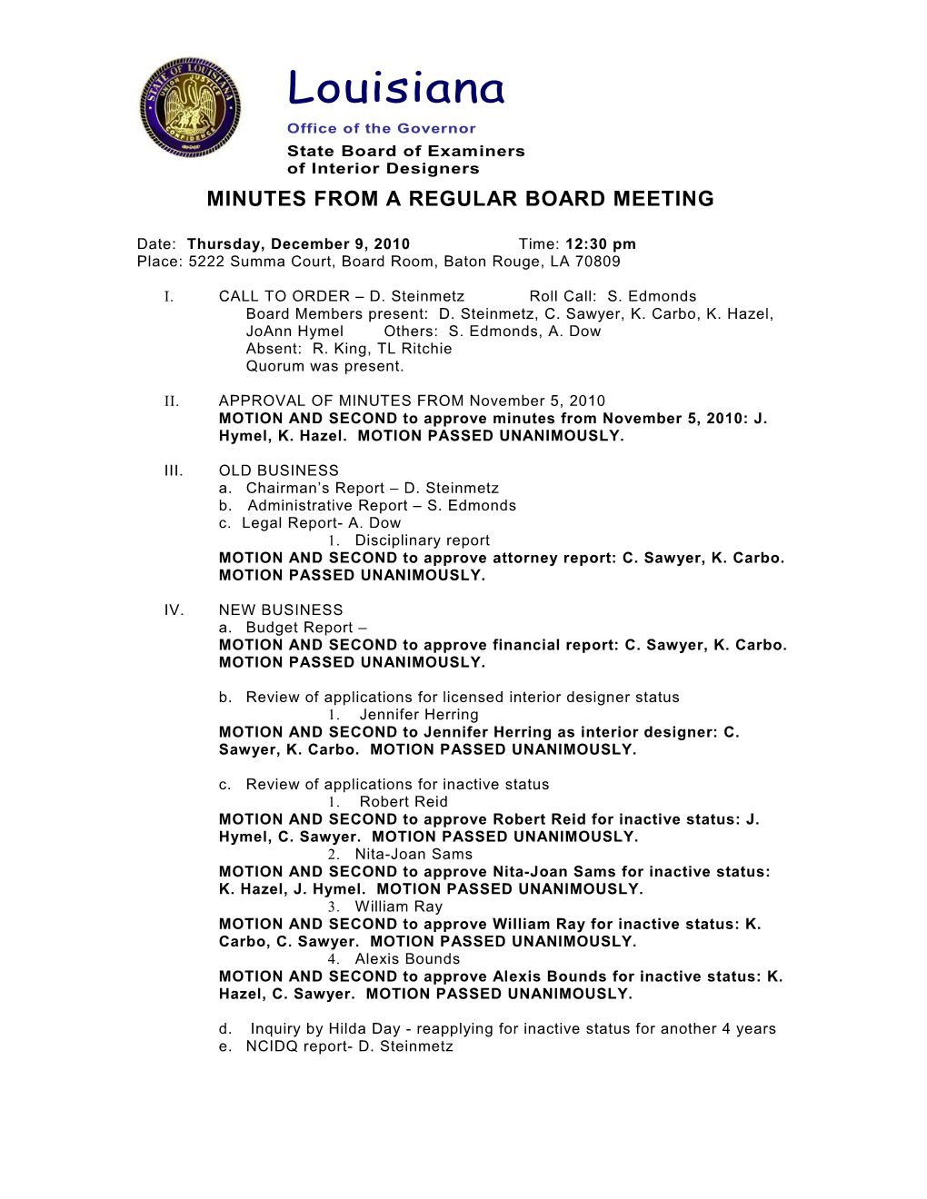 Minutes from a Regular Board Meeting s1