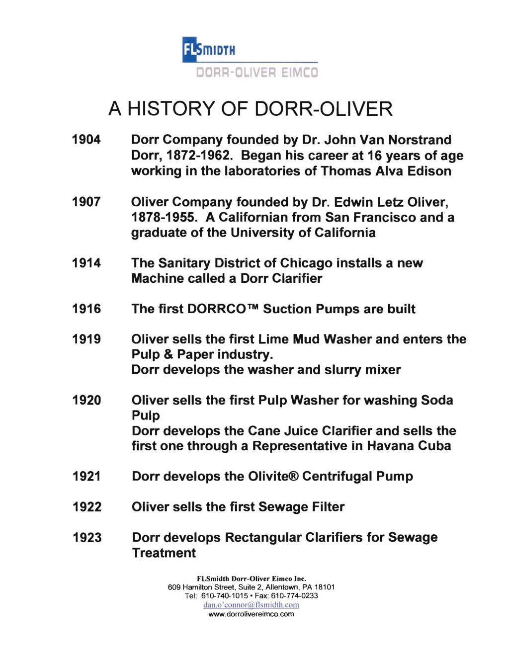 A History of Dorr-Oliver