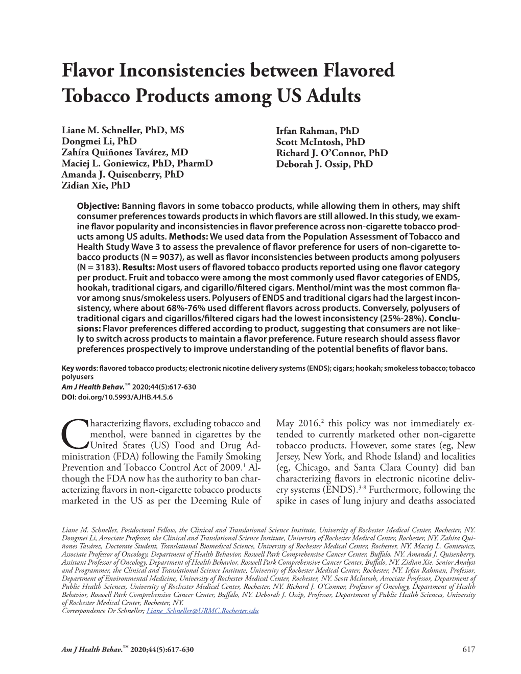 Flavor Inconsistencies Between Flavored Tobacco Products Among US Adults