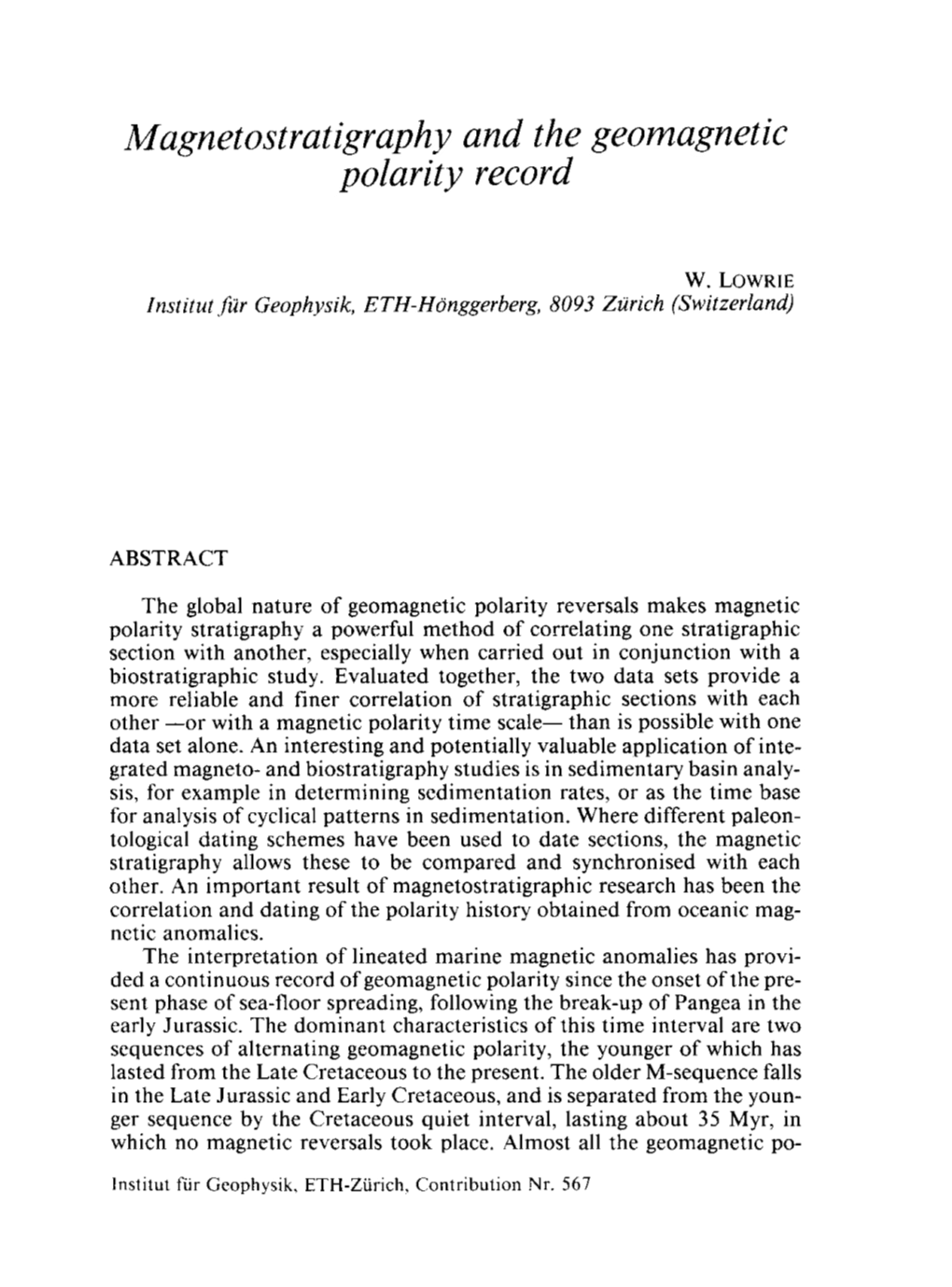 Magnetostratigraphy and the Geomagnetic Polarity Record