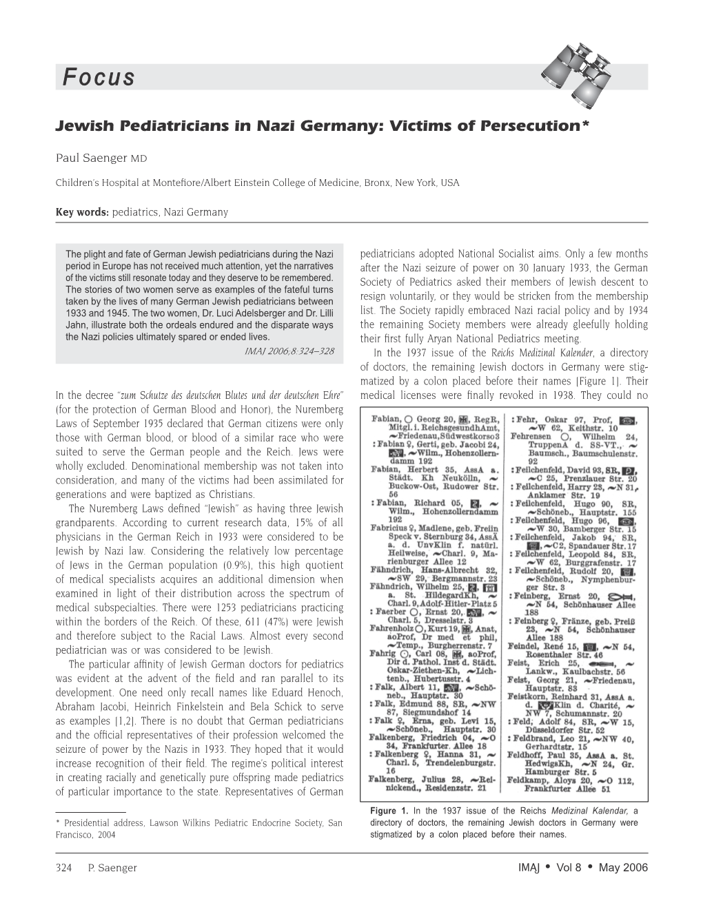 Jewish Pediatricians in Nazi Germany: Victims of Persecution*