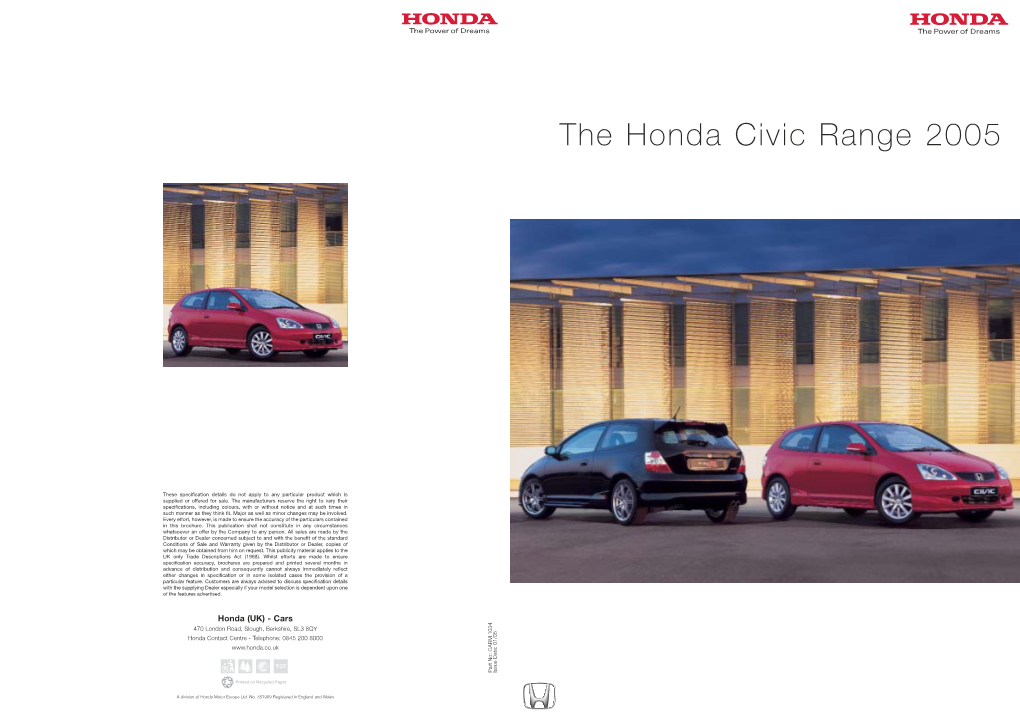 The Honda Civic Range 2005