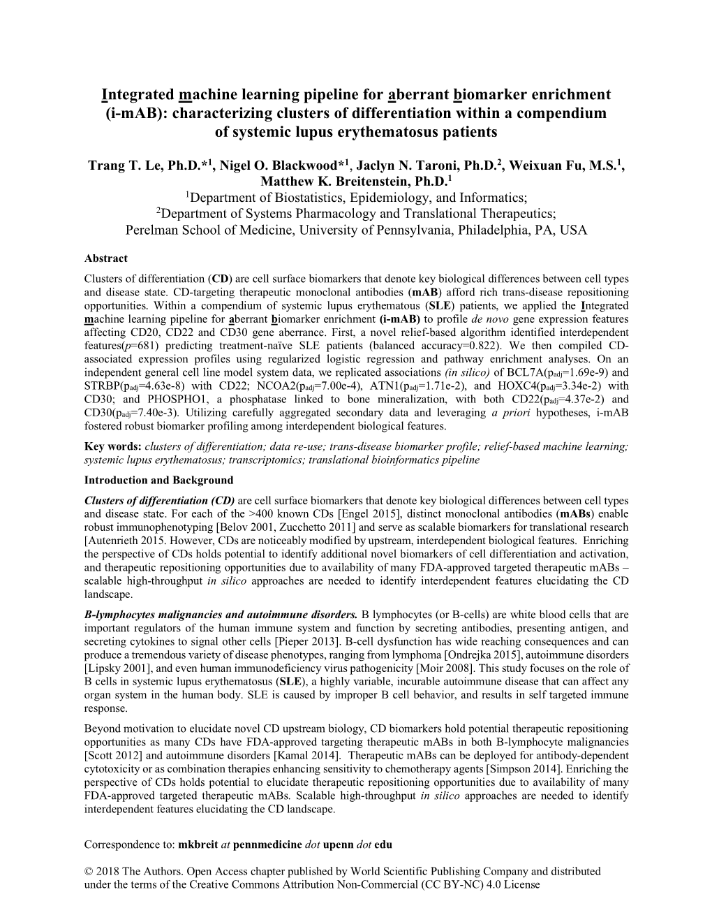 Integrated Machine Learning Pipeline for Aberrant Biomarker