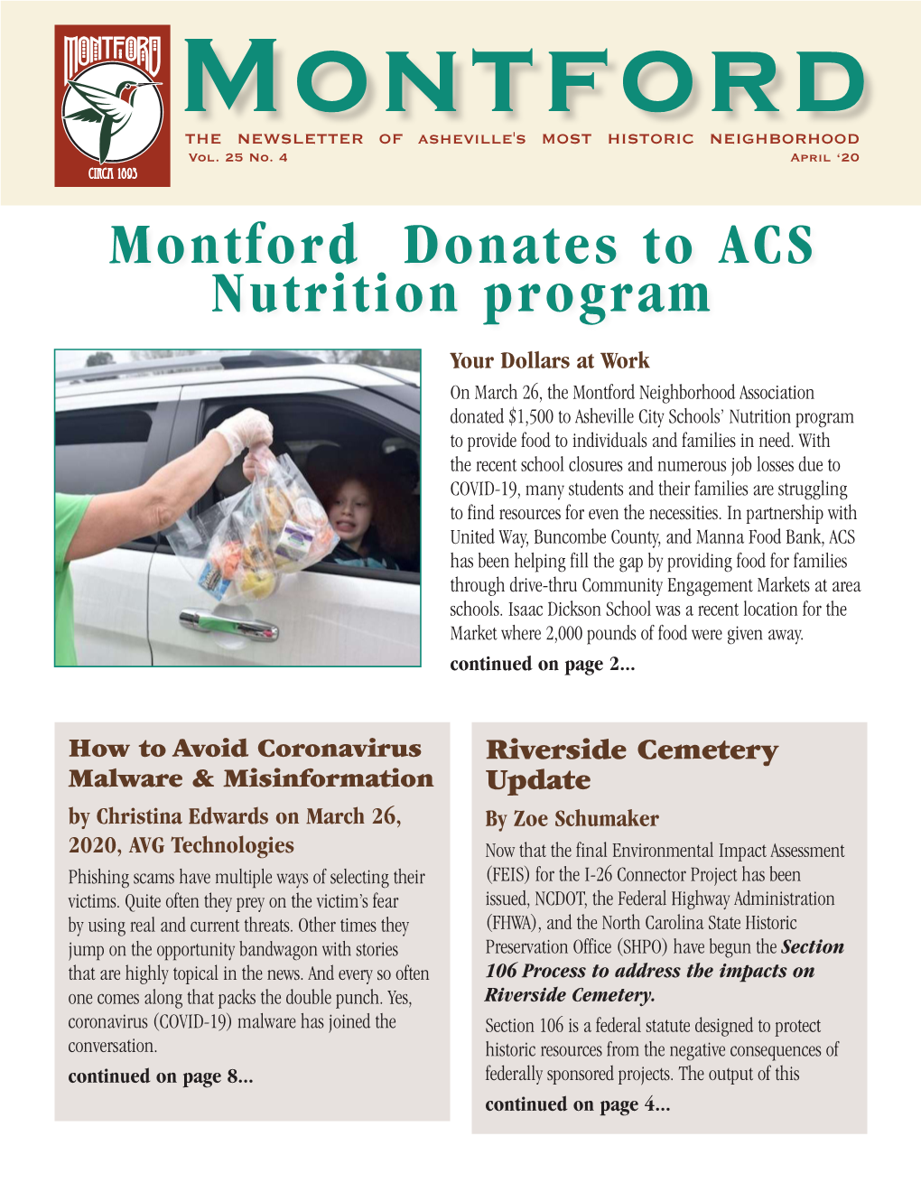 Montford Donates to ACS Nutrition Program