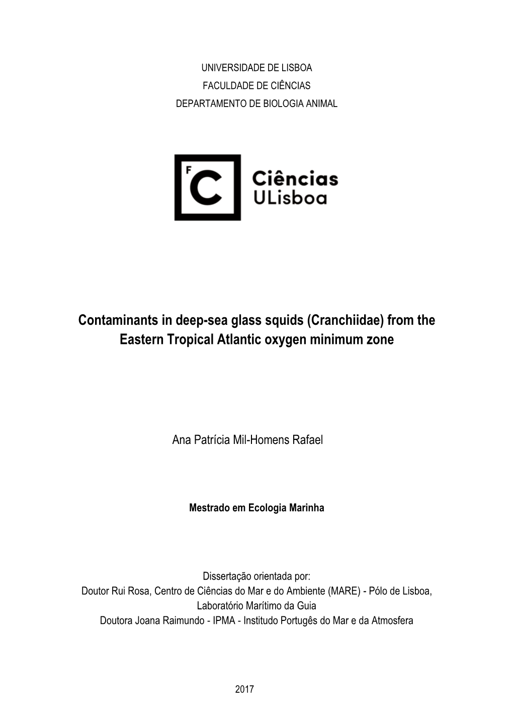 Contaminants in Deep-Sea Glass Squids (Cranchiidae) from the Eastern Tropical Atlantic Oxygen Minimum Zone