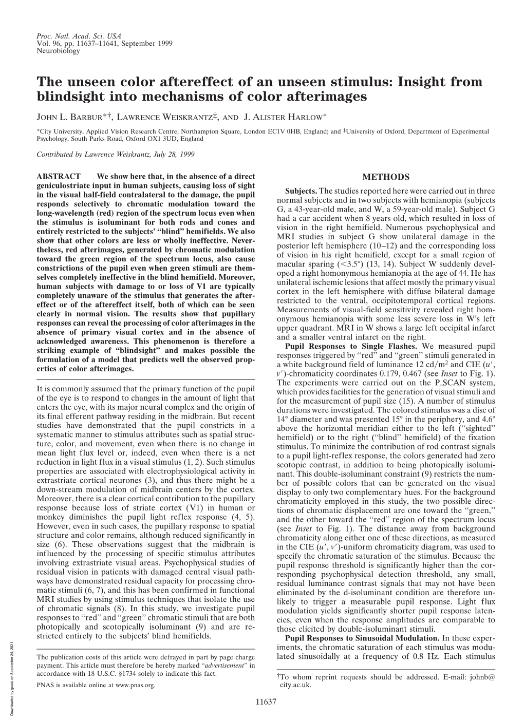 Insight from Blindsight Into Mechanisms of Color Afterimages