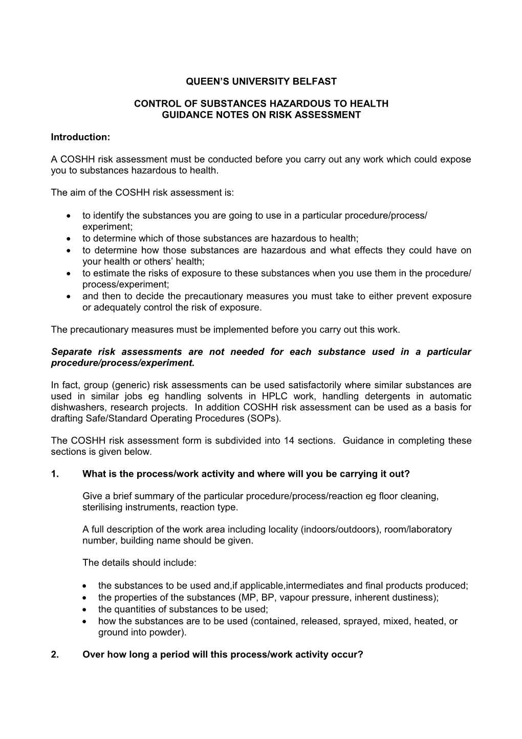 Control of Substances Hazardous to Health