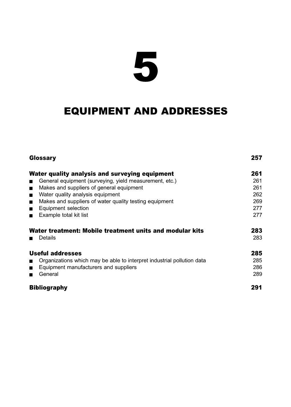 Section 5. Equipment and Addresses