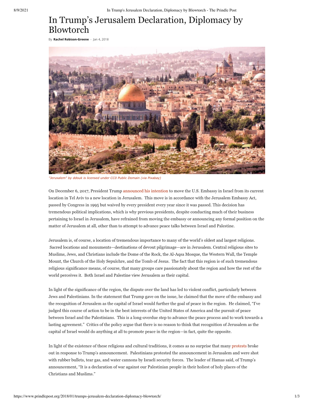 In Trump's Jerusalem Declaration, Diplomacy by Blowtorch - the Prindle Post in Trump’S Jerusalem Declaration, Diplomacy by Blowtorch