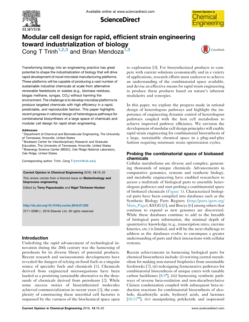 Modular Cell Design for Rapid, Efficient Strain Engineering Toward