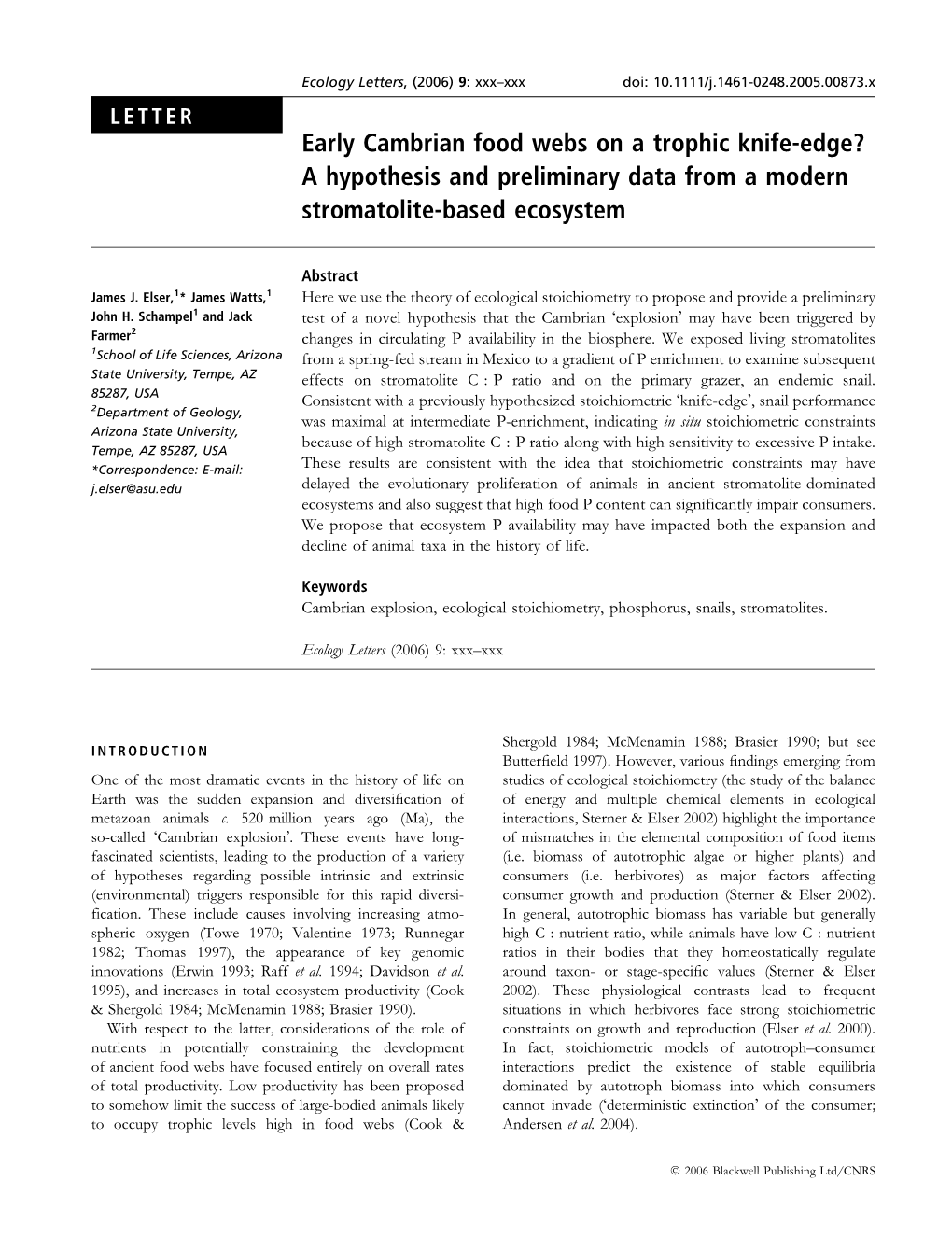 Early Cambrian Food Webs on a Trophic Knife-Edge? a Hypothesis and Preliminary Data from a Modern Stromatolite-Based Ecosystem