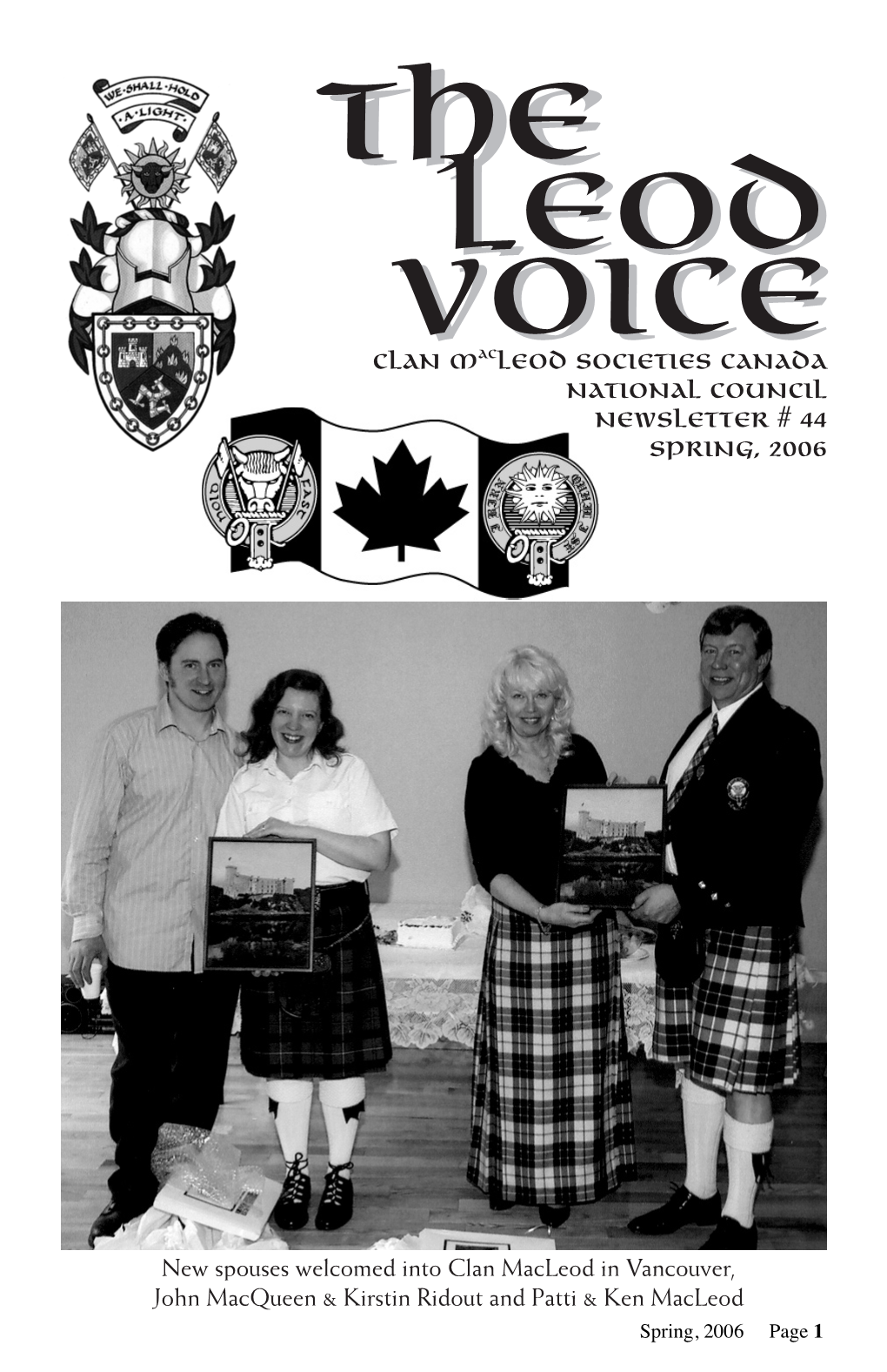 Clan Macleod Magazine; Leonard Mcleod - President of CMS Republic of South Africa and John Davidson Kelly - As Above