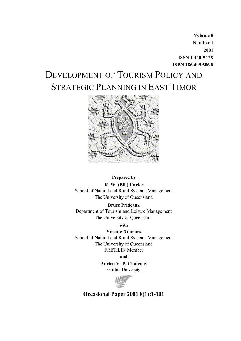 Development of Tourism Policy and Strategic Planning in East Timor