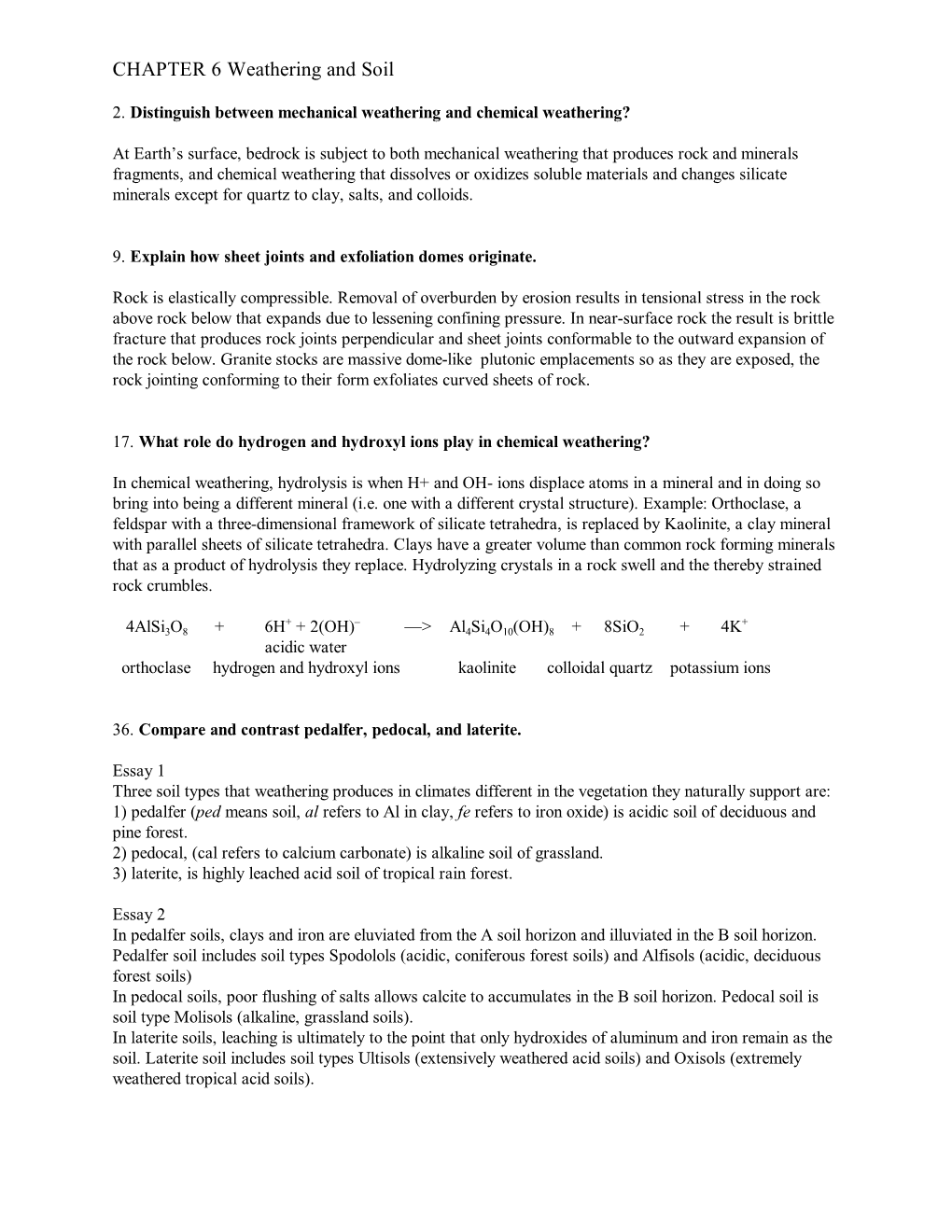 CHAPTER 6 Weathering and Soil