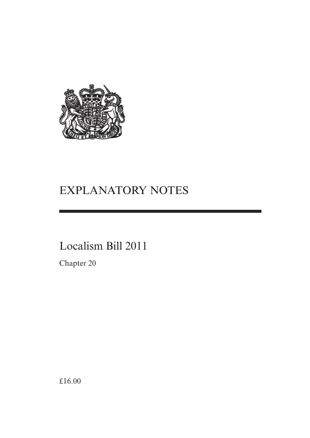 EXPLANATORY NOTES Localism Bill 2011