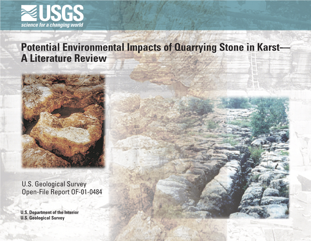 Potential Environmental Impacts of Quarrying Stone in Karst-— a Literature Review