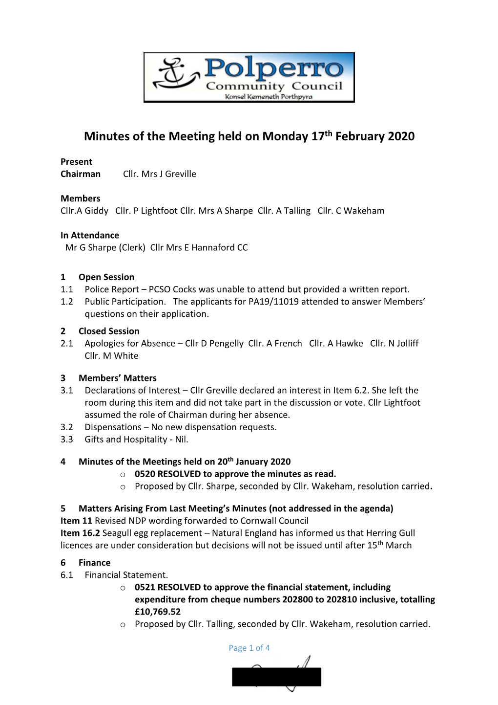 Ordinary Meeting 17 Feb 2020