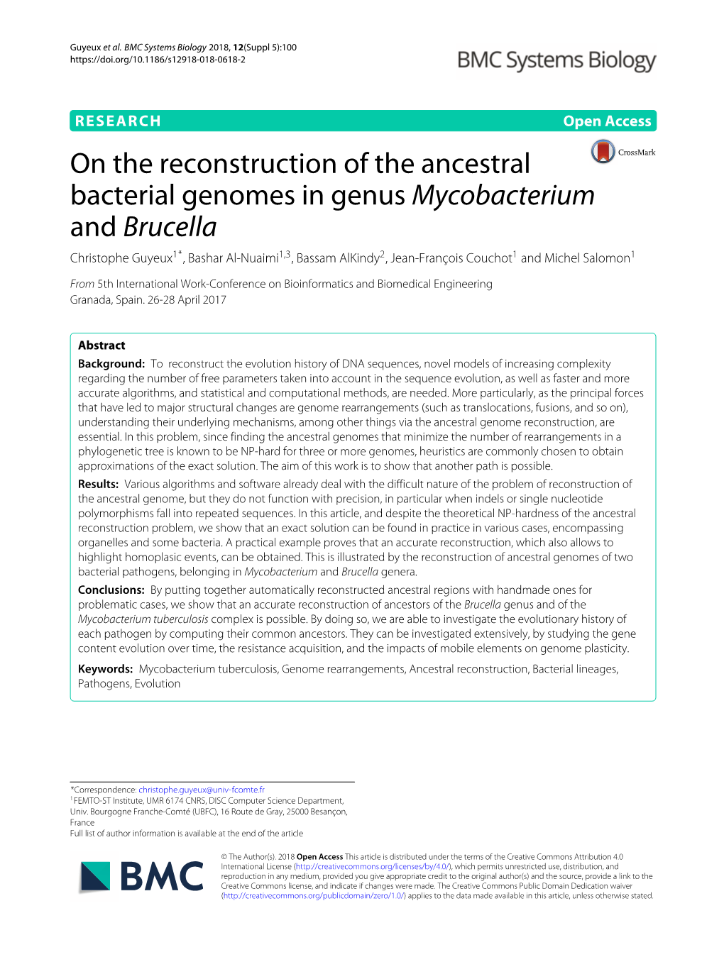 On the Reconstruction of the Ancestral Bacterial Genomes in Genus
