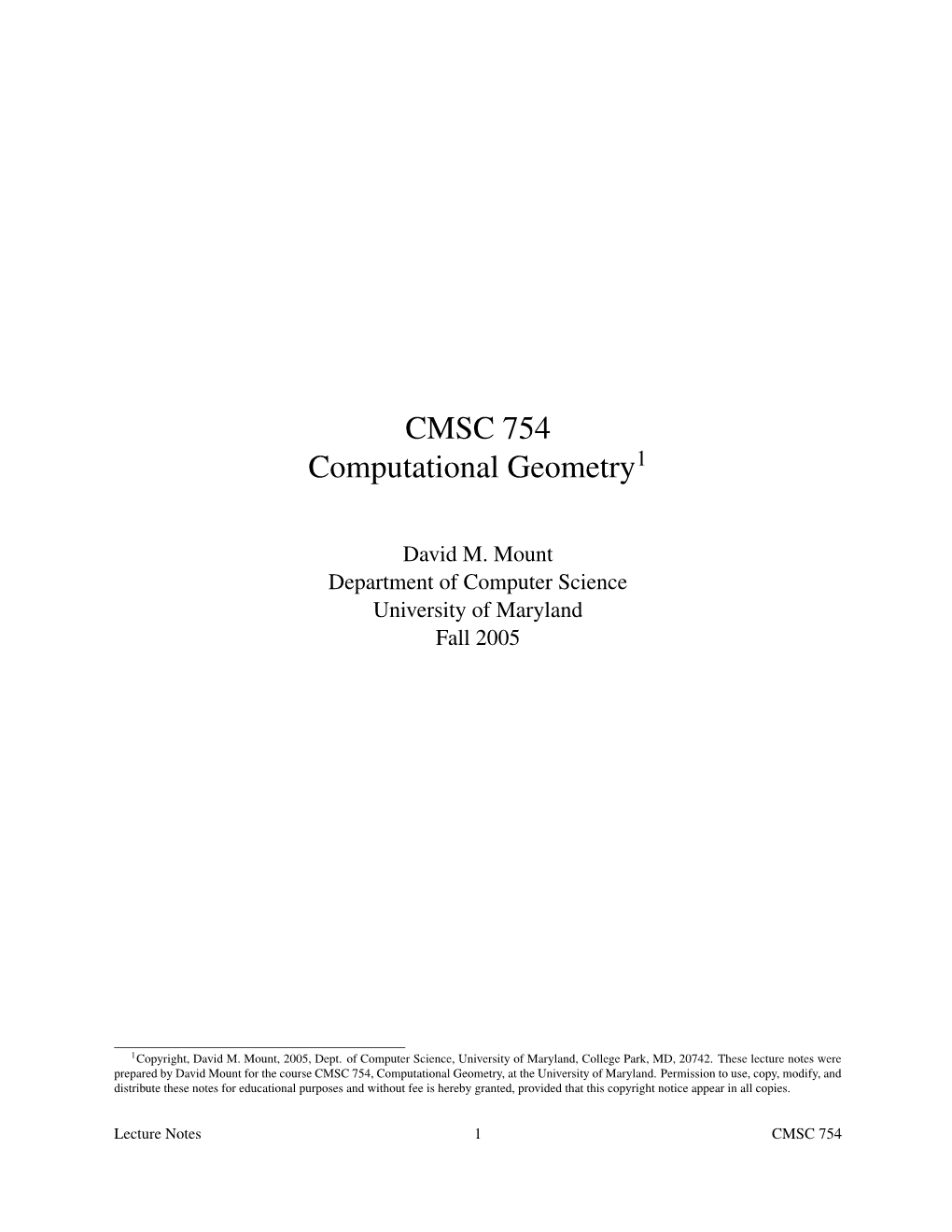 CMSC 754 Computational Geometry1