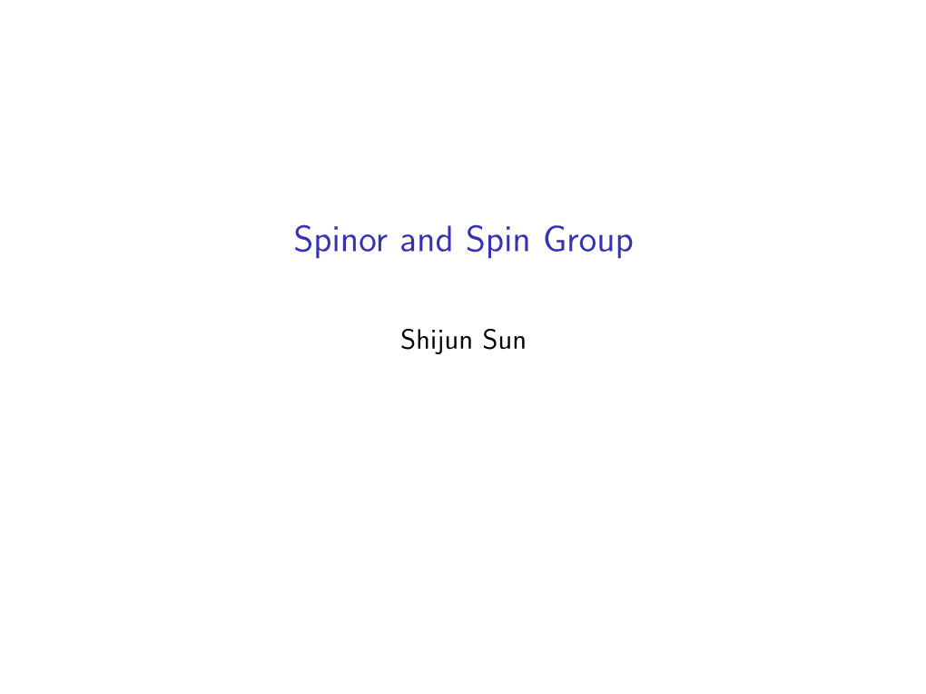 Spinor and Spin Group