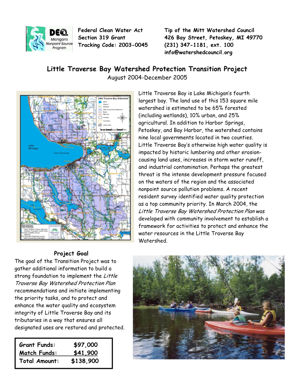 Little Traverse Bay Watershed Protection Transition Project August 2004-December 2005