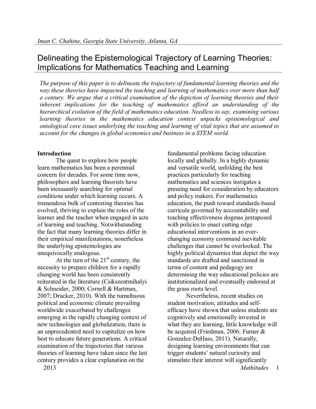 Implications for Mathematics Teaching and Learning